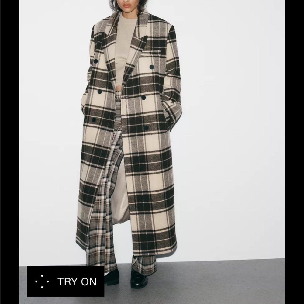 Zara Plaid Double-Breasted Women's Coat NWT - Picture 2 of 3